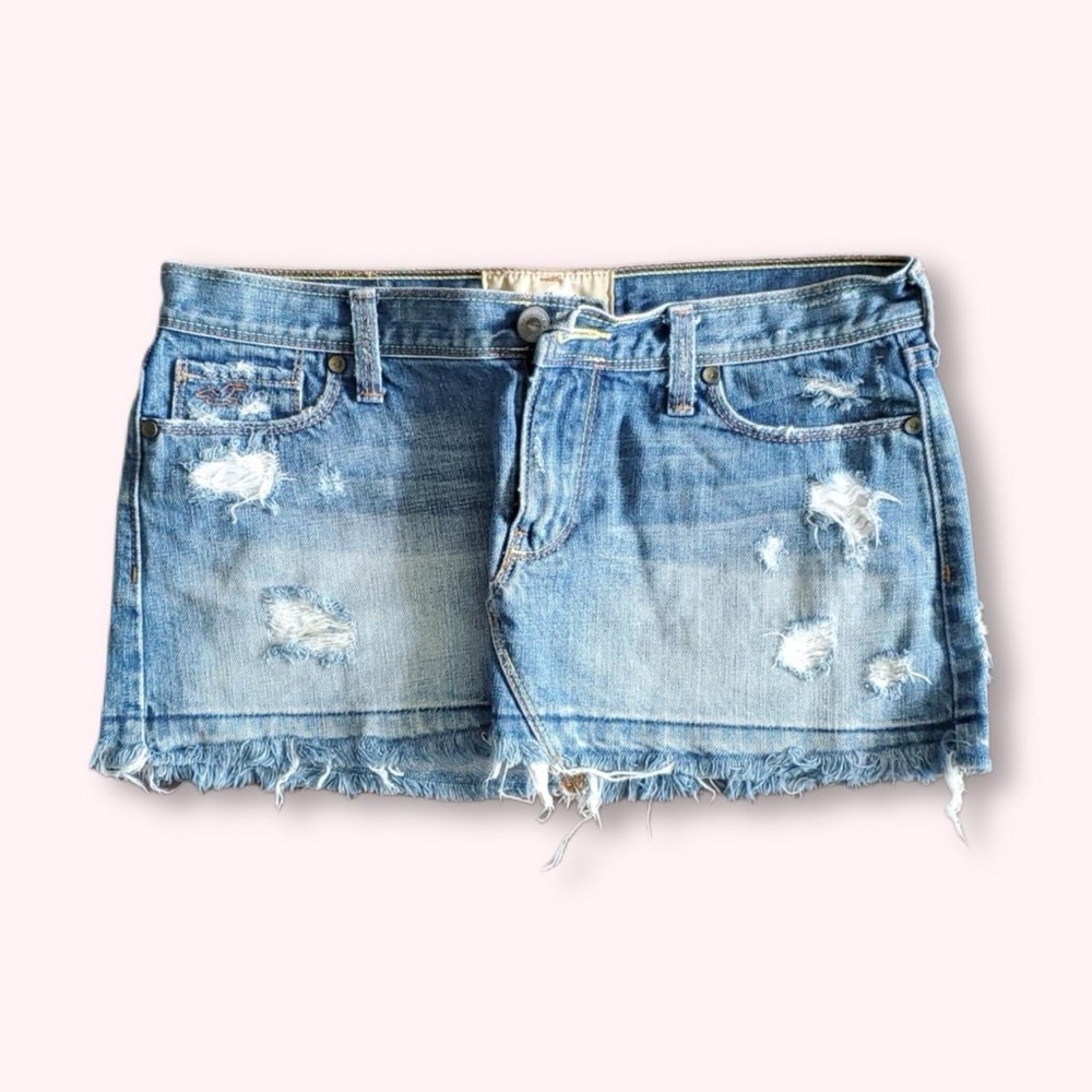 vintage hollister distressed jean skirt